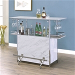 Rianna Bar Table in White/Chrome Finish by Furniture of America - FOA-BT8343