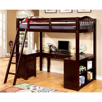 Dutton Twin Loft Bed in Dark Walnut Finish by Furniture of America - FOA-CM-BK265EX