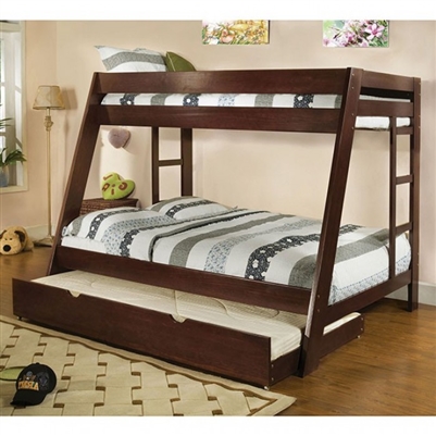 Arizona Twin/Full Bunk Bed in Dark Walnut Finish by Furniture of America - FOA-CM-BK358EXP