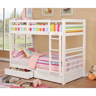 California Twin/Twin Bunk Bed in White Finish by Furniture of America - FOA-CM-BK588T-WH