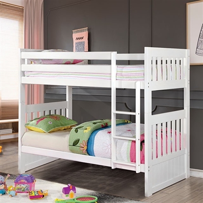 Canberra Twin/Twin Bunk Bed in White Finish by Furniture of America - FOA-CM-BK607T-WH