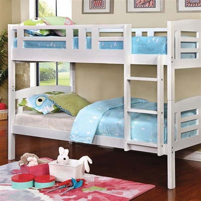 Cassie Twin/Twin Bunk Bed in White Finish by Furniture of America - FOA-CM-BK627