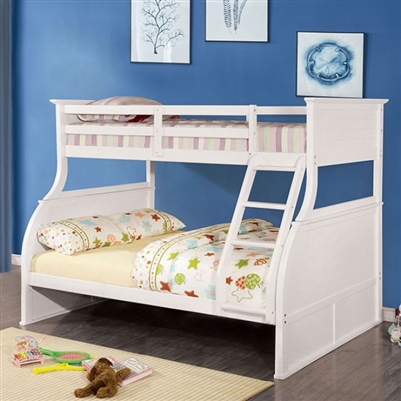 Canova Twin/Full Bunk Bed in White Finish by Furniture of America - FOA-CM-BK923