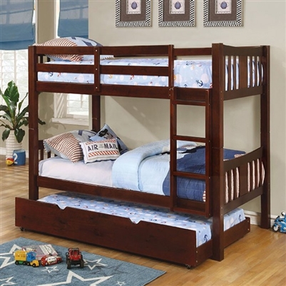 Cameron Twin/Twin Bunk Bed in Dark Walnut Finish by Furniture of America - FOA-CM-BK929EX