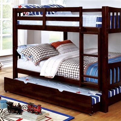 Cameron Full/Full Bunk Bed in Dark Walnut Finish by Furniture of America - FOA-CM-BK929F-EX