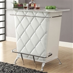 Fuero Bar Table in White/Chrome Finish by Furniture of America - FOA-CM-BT6464WH