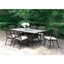 Charissa 7 Piece Patio Dinning Table Set in Antique Black by Furniture of America - FOA-CM-OT2125-T