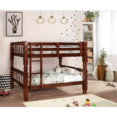 Carolina Twin/Twin Bunk Bed in Cherry Finish by Furniture of America - FOA-CM2527CH