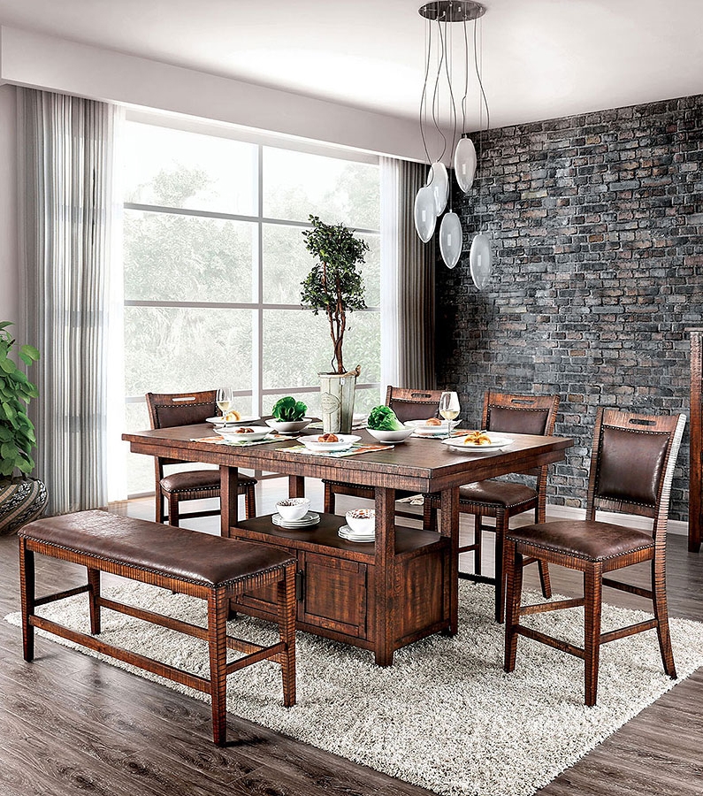 Wichita 7 Piece Counter Height Dining Set In Light Walnut Finish By Furniture Of America Foa Cm3061pt