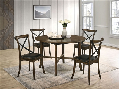 Buhl I 5 Piece Round Table Dining Room Set in Burnished Oak Finish by Furniture of America - FOA-CM3148-R