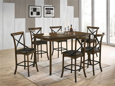 Buhl I 7 Piece Counter Height Dining Set in Burnished Oak Finish by Furniture of America - FOA-CM3148PT