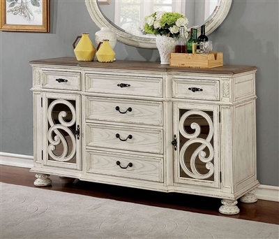 Arcadia Server in Antique White Finish by Furniture of America - FOA-CM3150WH-SV