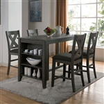 Lana 5 Piece Counter Height Dining Set with Chair by Furniture of America - FOA-CM3153GY-PT