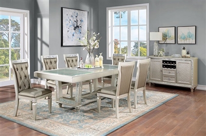 Adelina 7 Piece Dining Room Set in Champagne/Warm Gray Finish by Furniture of America - FOA-CM3158