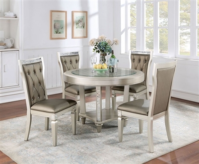 Adelina 5 Piece Round Table Dining Room Set in Champagne/Warm Gray Finish by Furniture of America - FOA-CM3158RT