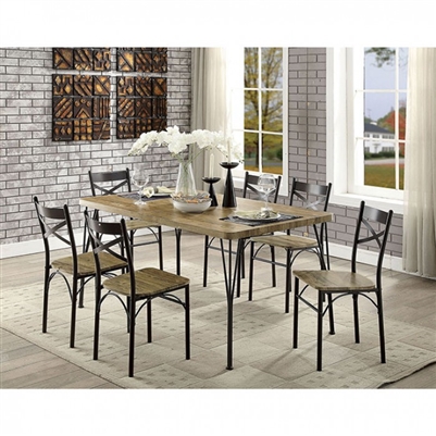 Banbury 7 Piece Dining Room Set in Gray & Dark Bronze Finish by Furniture of America - FOA-CM3279T-60-7PK