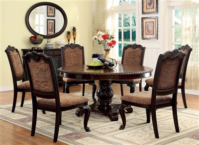 Bellagio 5 Piece Round Dining Table Set with Fabric Chair by Furniture of America - FOA-CM3319RTF