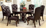 Bellagio 5 Piece Round Dining Table Set with Leatherette Chair by Furniture of America - FOA-CM3319RTL