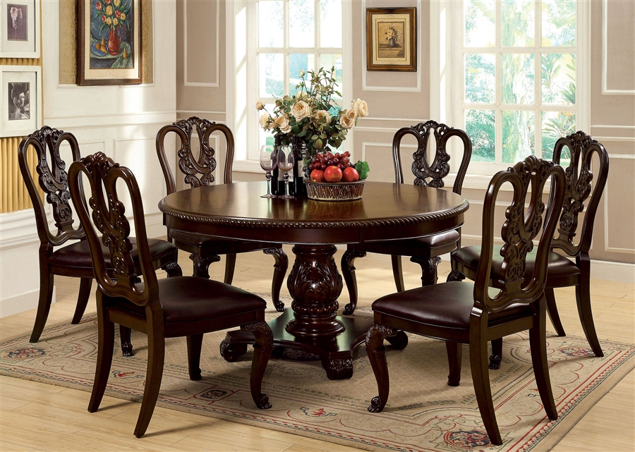 Bellagio 5 Piece Round Dining Table Set, Mirror Dining Room Table Set