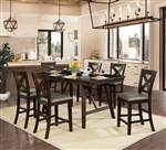 Bridgeville 7 Piece Counter Height Dining Set in Wire Brushed Rustic Brown Finish by Furniture of America - FOA-CM3344PT