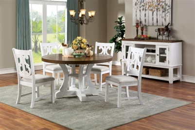 Auletta 5 Piece Dining Room Set in Distressed White/Distressed Dark Oak Finish by Furniture of America - FOA-CM3417RT-5PK