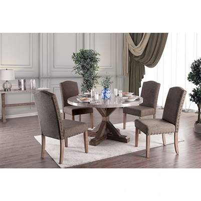 Bridgen 5 Piece Round Table Dining Room Set in Natural Finish by Furniture of America - FOA-CM3429RT