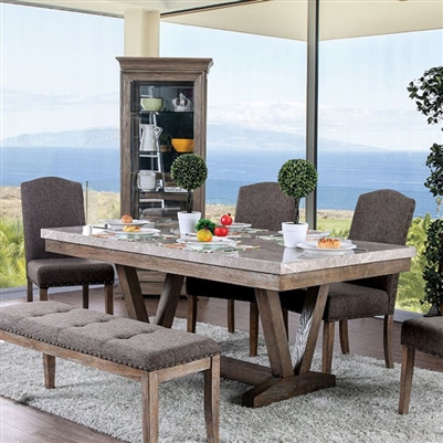 Bridgen 7 Piece Dining Room Set in Natural Finish by Furniture of America - FOA-CM3429T