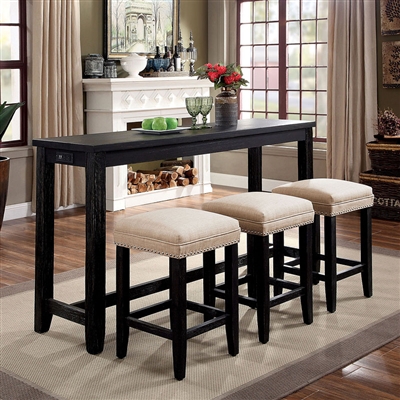 Caerleon 4 Piece Counter Height Dining Set in Antique Black Finish by Furniture of America - FOA-CM3474PT-4PK