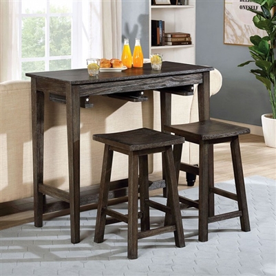 Elinor 3 Piece Bar Table Dining Set in Gray Finish by Furniture of America - FOA-CM3475GY-PT-3PK