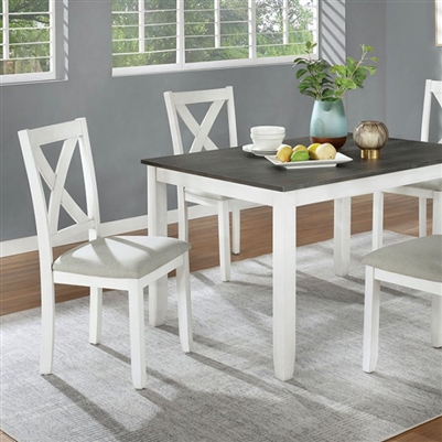 Anya 5 Piece Dining Room Set in Distressed White/Distressed Gray Finish by Furniture of America - FOA-CM3476WH-T-5PK