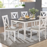 Anya 7 Piece Dining Room Set in Distressed White/Distressed Gray Finish by Furniture of America - FOA-CM3476WH-T-7PK