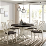 Haleigh 5 Piece Round Table Dining Room Set in Antique White/Dark Walnut Finish by Furniture of America - FOA-CM3491RT