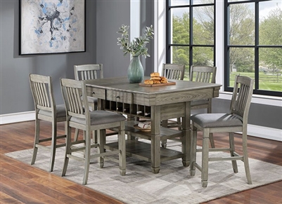 Anaya 7 Piece Counter Height Dining Set in Gray/Light Gray Finish by Furniture of America - FOA-CM3512GY-PT