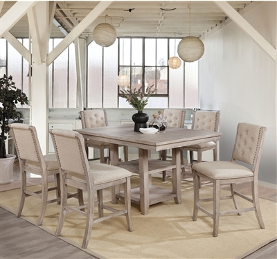 Ledyard 7 Piece Counter Height Dining Set in Rustic Natural Tone by Furniture of America - FOA-CM3576PT