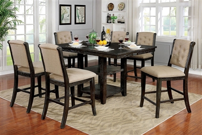 Patience 7 Piece Counter Height Dining Set in Dark Walnut Finish by Furniture of America - FOA-CM3576WN-PT