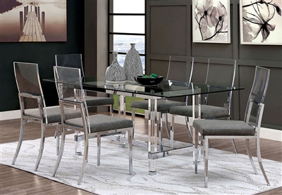 Casper 7 Piece Dining Room Set in Chrome Finish by Furniture of America - FOA-CM3654