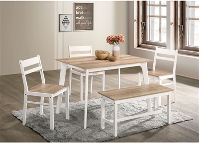 Debbie 5 Piece Dining Room Set in Natural/White Finish by Furniture of America - FOA-CM3714NT-T-BN-5PK