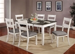 Anadia 7 Piece Dining Room Set in White/Gray Finish by Furniture of America - FOA-CM3715