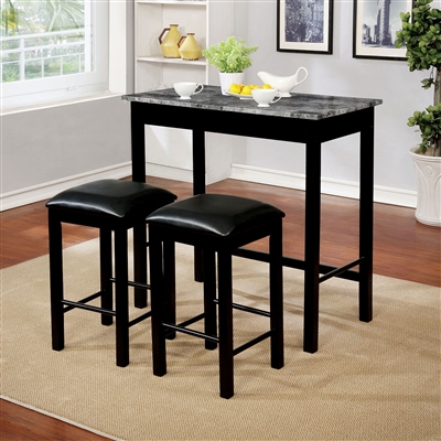 Caldas 3 Piece Counter Height Dining Set in Gray/Black Finish by Furniture of America - FOA-CM3720PT-3PK