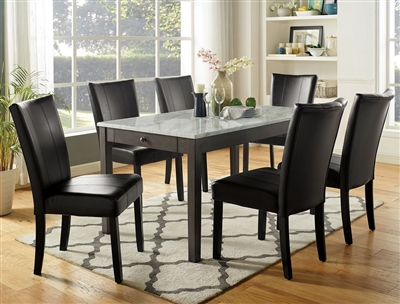 Abia 7 Piece Dining Room Set in White/Dark Gray/Black Finish by Furniture of America - FOA-CM3732T