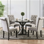 Alfred 5 Piece Round Table Dining Room Set with Light Gray Chairs by Furniture of America - FOA-CM3735-R-CM3735LG
