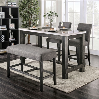 Brule 5 Piece Counter Height Dining Set with Gray Chairs by Furniture of America - FOA-CM3736PT-CM3736GY-PC