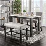 Brule 5 Piece Counter Height Dining Set with Light Gray Chairs by Furniture of America - FOA-CM3736PT-CM3736LG-PC