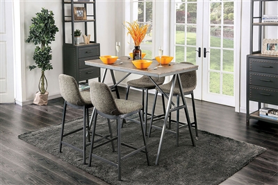 Brant 5 Piece Counter Height Dining Set in Gray Finish by Furniture of America - FOA-CM3740PT