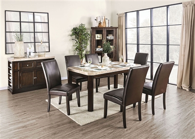 Faven 7 Piece Dining Room Set in White/Dark Walnut Finish by Furniture of America - FOA-CM3741