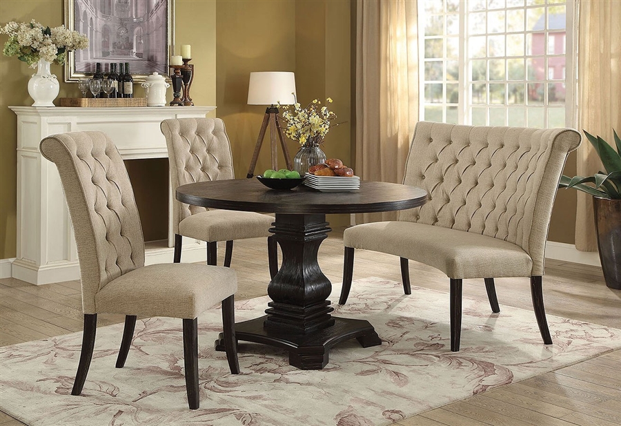 Round Dining Room Set With Ivory Chair, Ivory Dining Room Table Sets