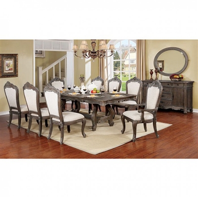 Charmaine 7 Piece Dining Room Set in Antique Brush Gray Finish by Furniture of America - FOA-CM3856