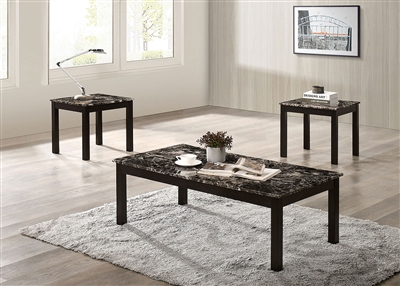 Cecere 3 Piece Occasional Table Set in Black Finish by Furniture of America - FOA-CM4144BK-3PK