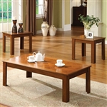 Town Square II 3 Piece Occasional Table Set in Medium Oak by Furniture of America - FOA-CM4168OAK-3PK