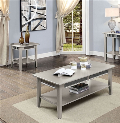 Celestine 2 Piece Occasional Table Set in Silver by Furniture of America - FOA-CM4347-2PK